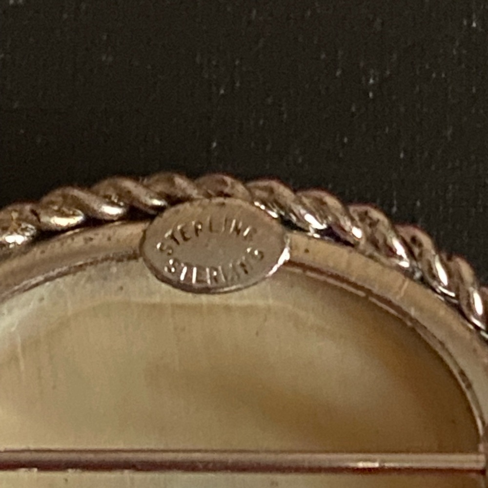Vintage Sterling Silver Scrimshaw Sailing Ship Ocean Scene Boat Oval - Picture 3 of 4